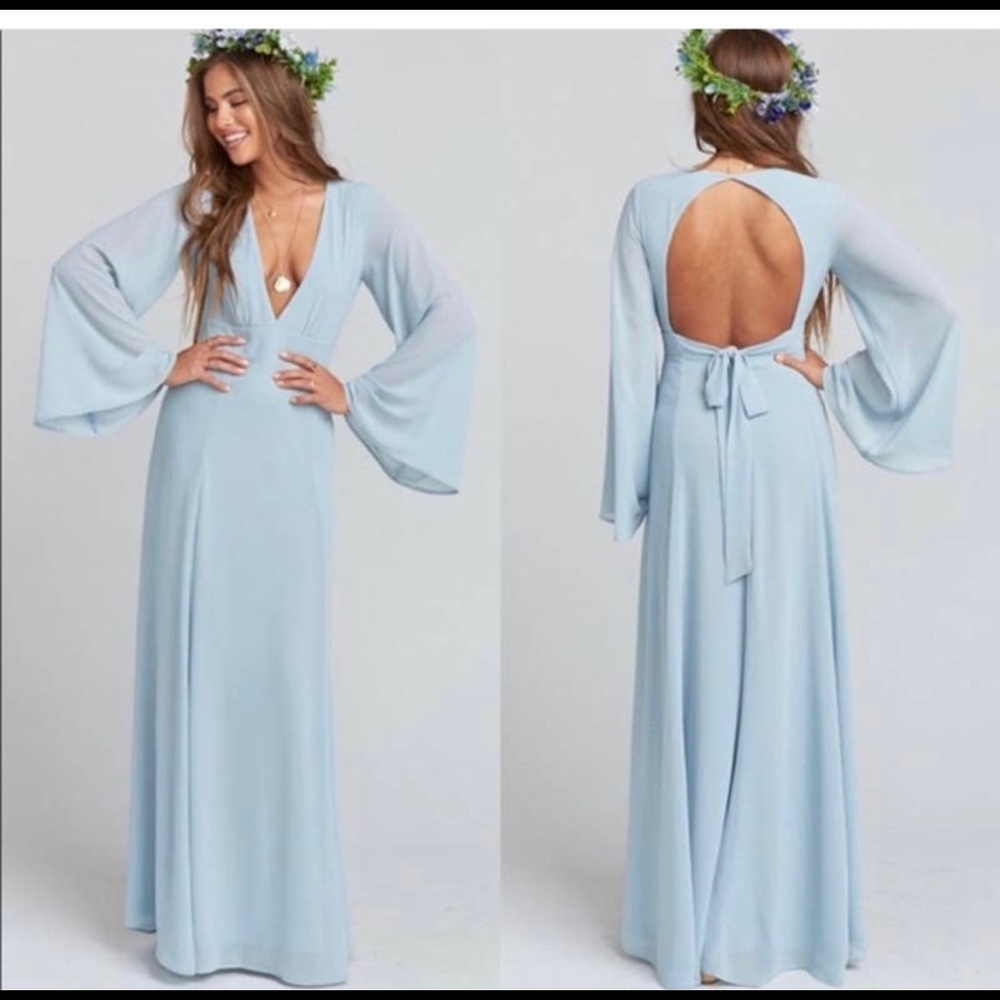 Show Me Your Mumu Venus Long Sleeve Flare Dress Boho Blue Women's Size XXL